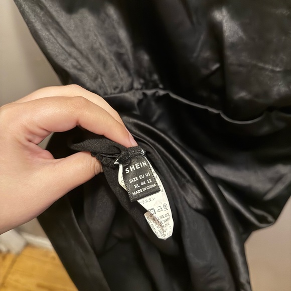 SHEIN Black faux leather Midi Dress - Picture 5 of 5